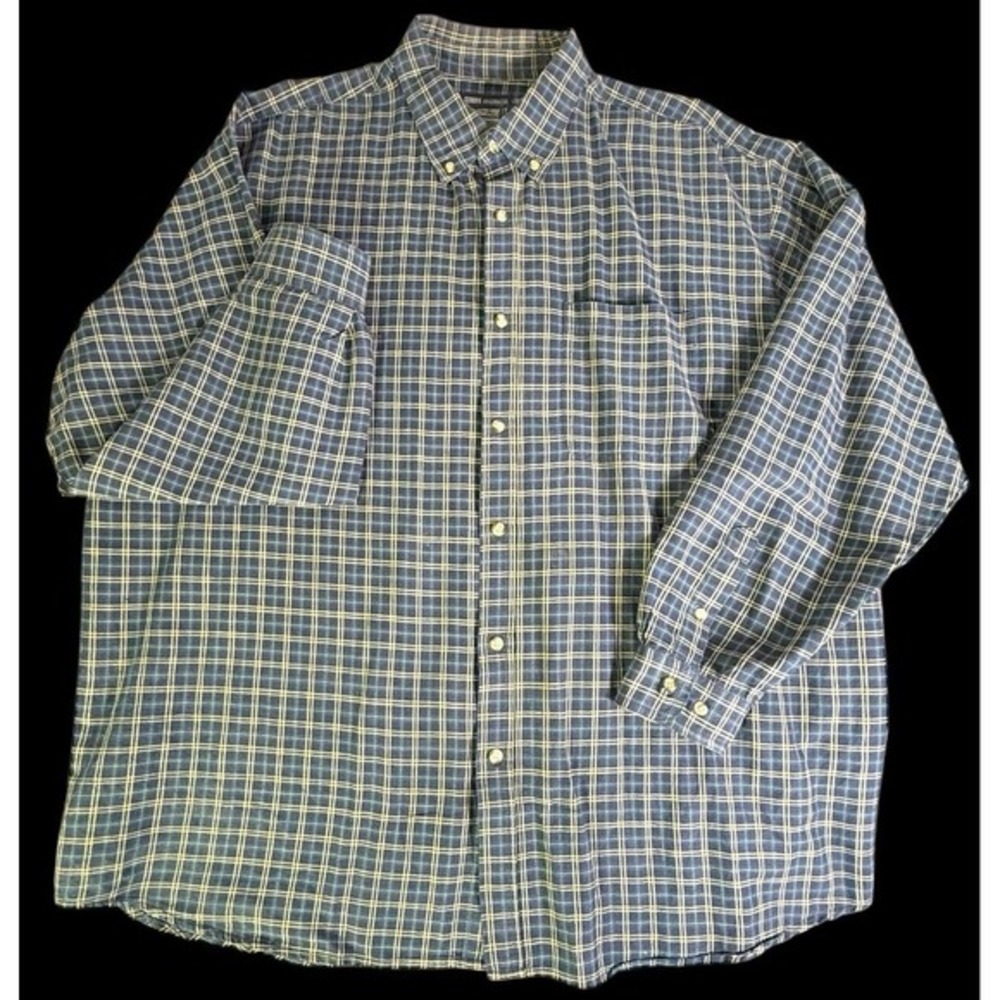 Faded Glory Authentic Button-Up Shirt Men's Long Sleeve Blue Plaid Size XL - Picture 3 of 10